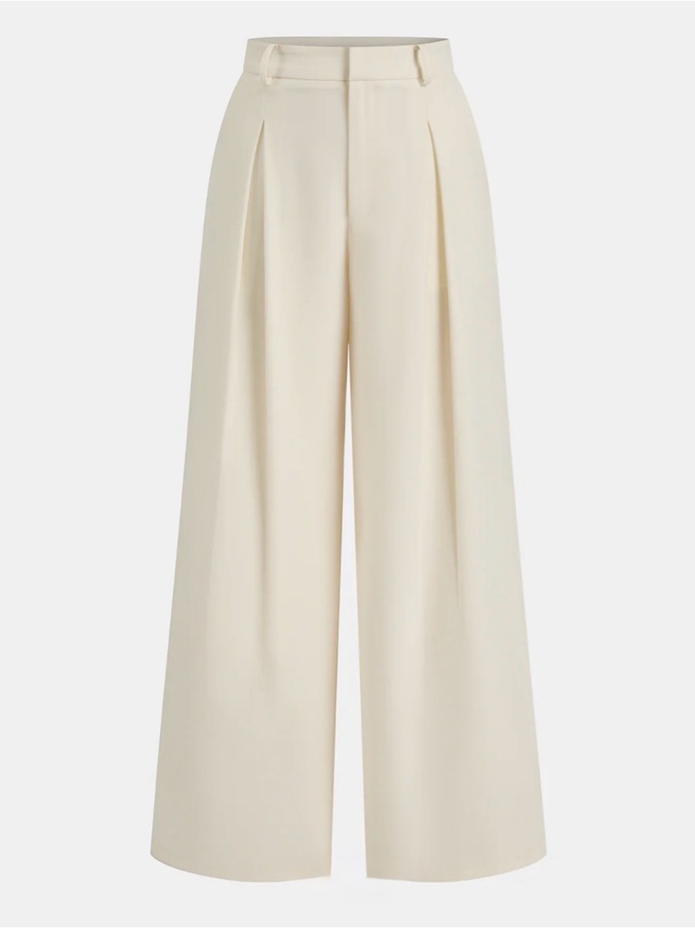 Commense Cream Sleeveless Belted Top & Pleated Wide-Leg Pants Set - Picture 3 of 12